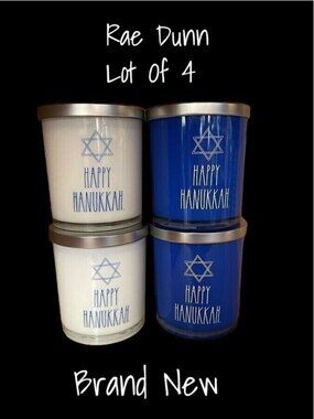 Rae Dunn Hanukkah Sugar Cookie Scented Candle Lot of 4 - 10.5 oz Each New
